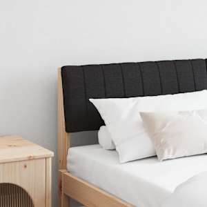 Tapecirano vzglavje Črna 150 cm Masivno borovo les