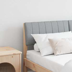 Tapecirano vzglavje Svetlo siva 140 cm Masivno borovo les