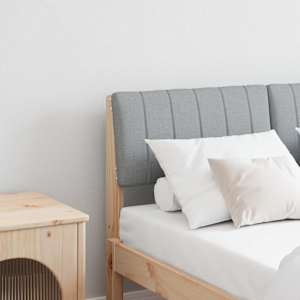 Tapecirano vzglavje Svetlo siva 120 cm Masivno borovo les