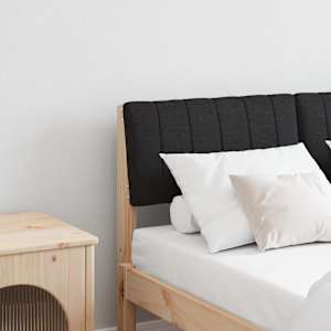 Tapecirano vzglavje Črna 120 cm Masivno borovo les