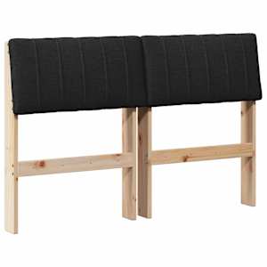 Čalouněné čelo postele Černá 120 cm Masivní borové dřevo - obrázek 2