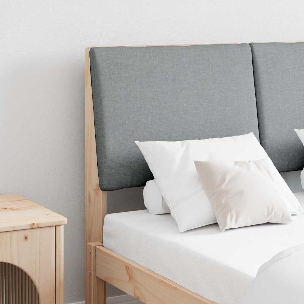 Paturi si accesorii - Tăblie tapițată Gri deschis 135 cm Lemn de pin masiv