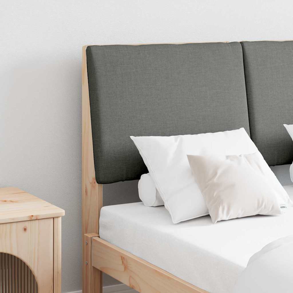 Paturi si accesorii - Tăblie tapițată Gri închis 135 cm Lemn de pin masiv