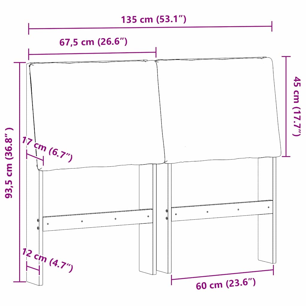 Polsterdatud voodiots Tumehall 135 cm Tahke mänd - Image 11