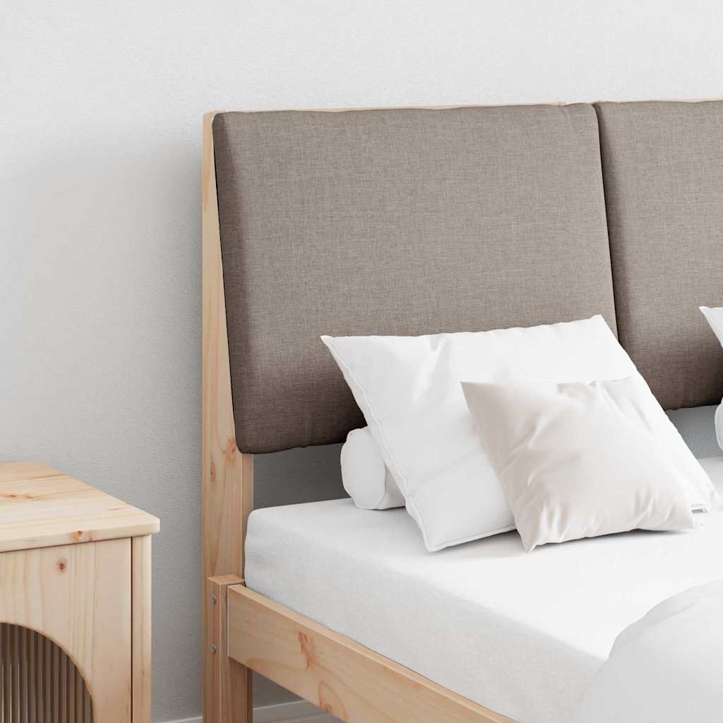 Paturi si accesorii - Tăblie tapițată Gri taupe 135 cm Lemn de pin masiv