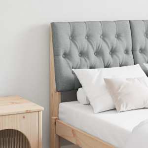 Tapecirano vzglavje Svetlo siva 120 cm Masivno borovo les