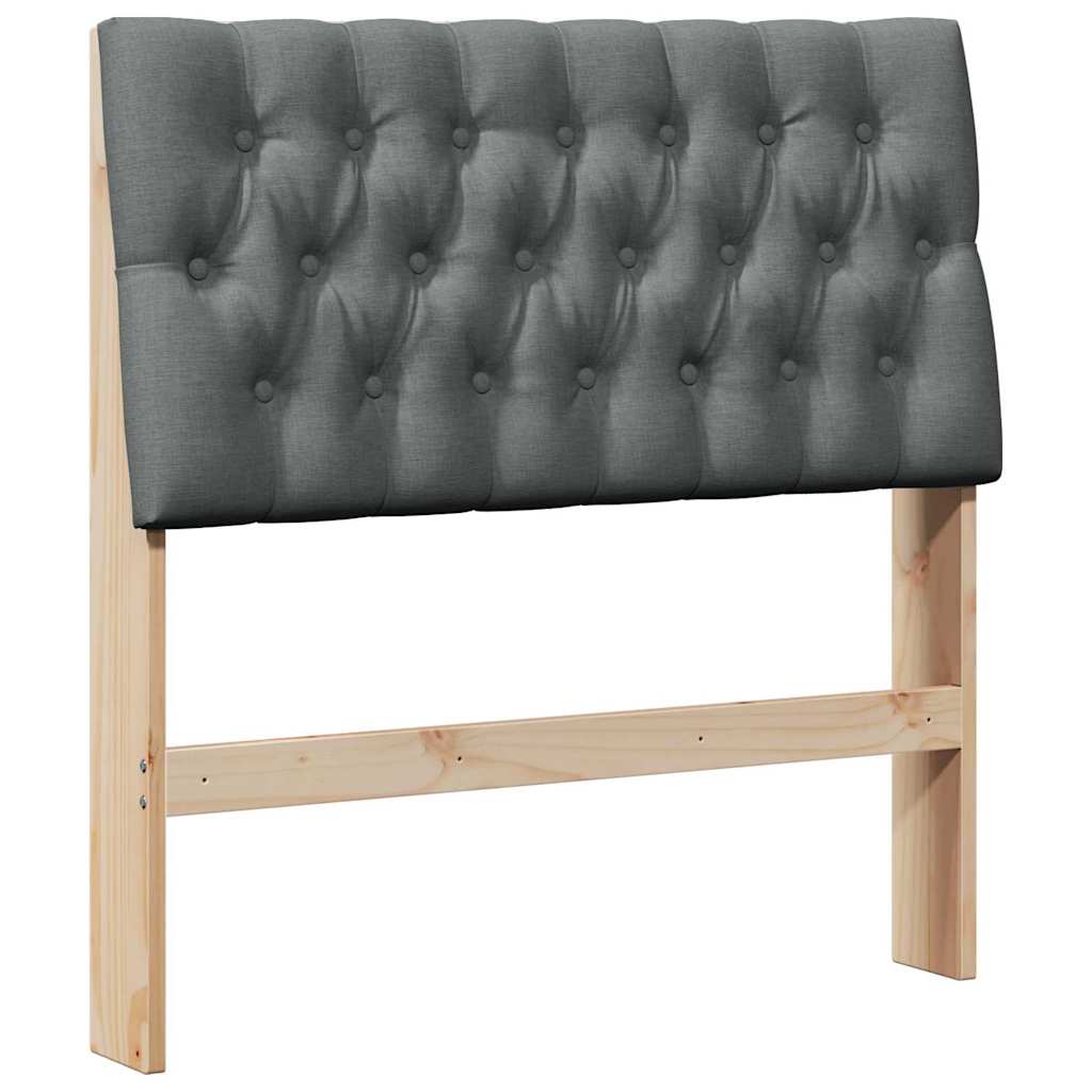 vidaXL Gestoffeerd hoofdbord Donkergrijs 90 cm Massief grenenhout bruin, foto 3