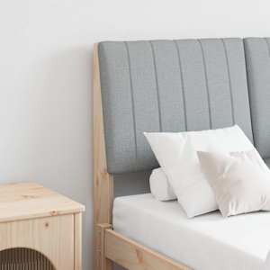 Tapecirano vzglavje Svetlo siva 120 cm Masivno borovo les