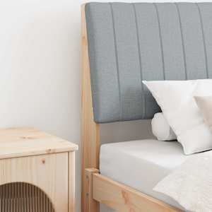 Tapecirano vzglavje Svetlo siva 100 cm Masivno borovo les