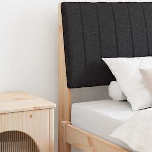 Tapecirano vzglavje Črna 100 cm Masivno borovo les