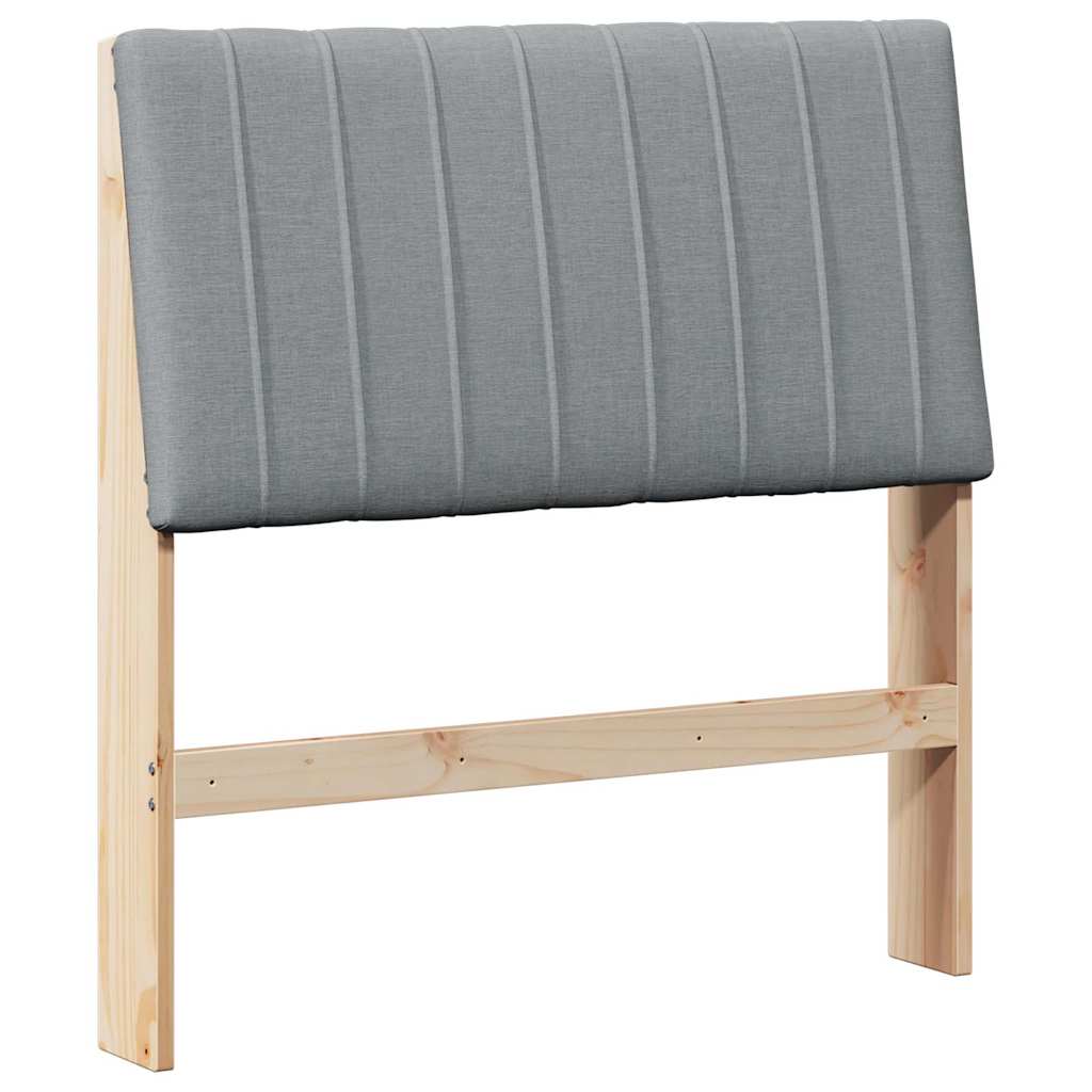 vidaXL Gestoffeerd hoofdbord Lichtgrijs 90 cm Massief grenenhout bruin, foto 3
