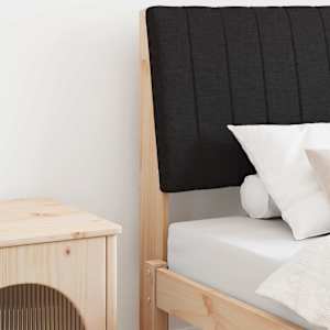 Tapecirano vzglavje Črna 90 cm Masivno borovo les