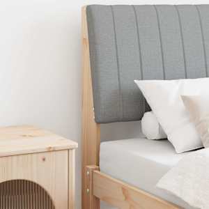 Tapecirano vzglavje Svetlo siva 75 cm Masivno borovo les