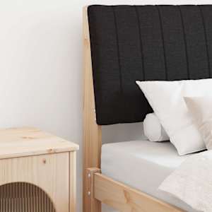 Tapecirano vzglavje Črna 75 cm Masivno borovo les
