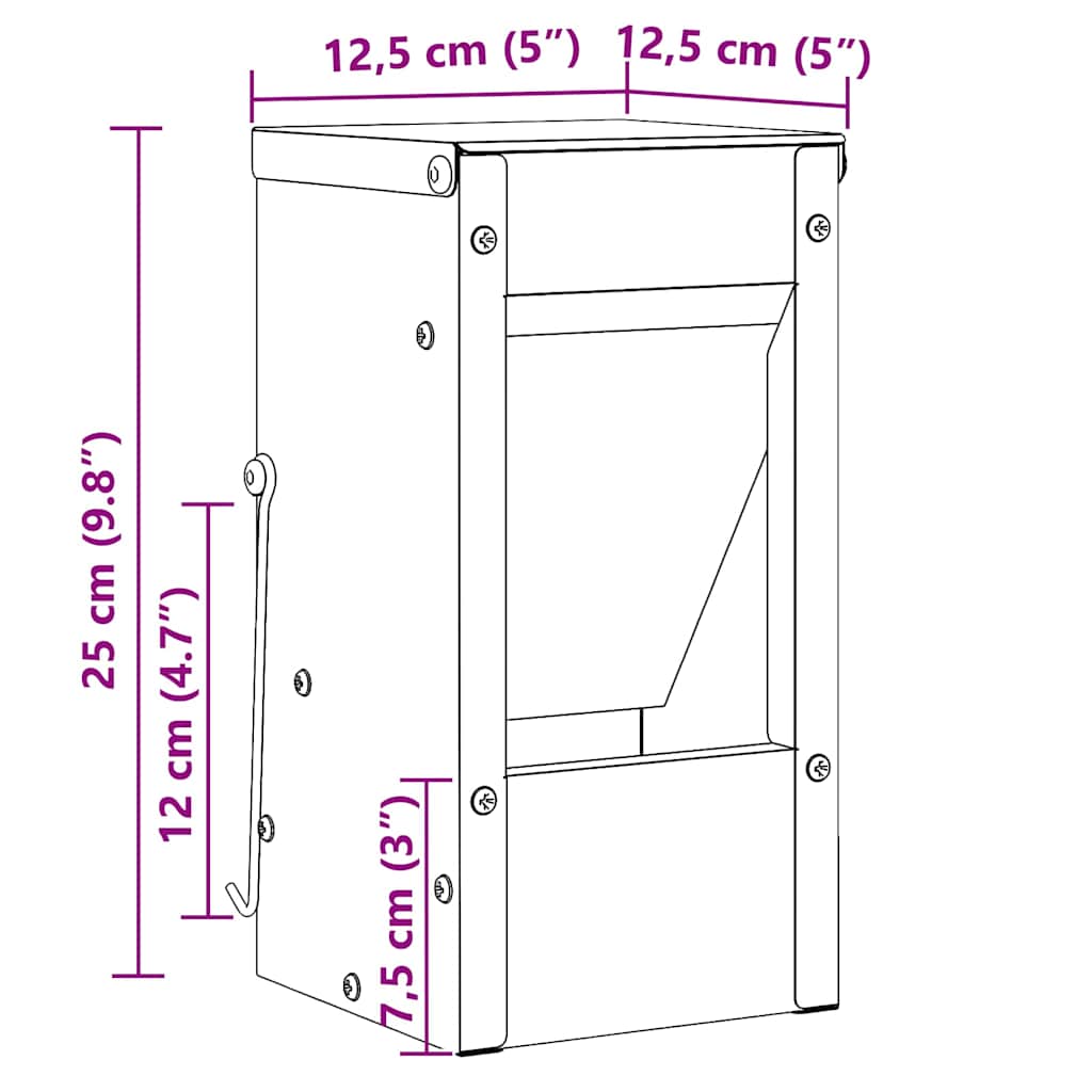 Konijnenvoer Zwart 12,5 x 12,5 x 25 cm Koudgewalst Staal image 12