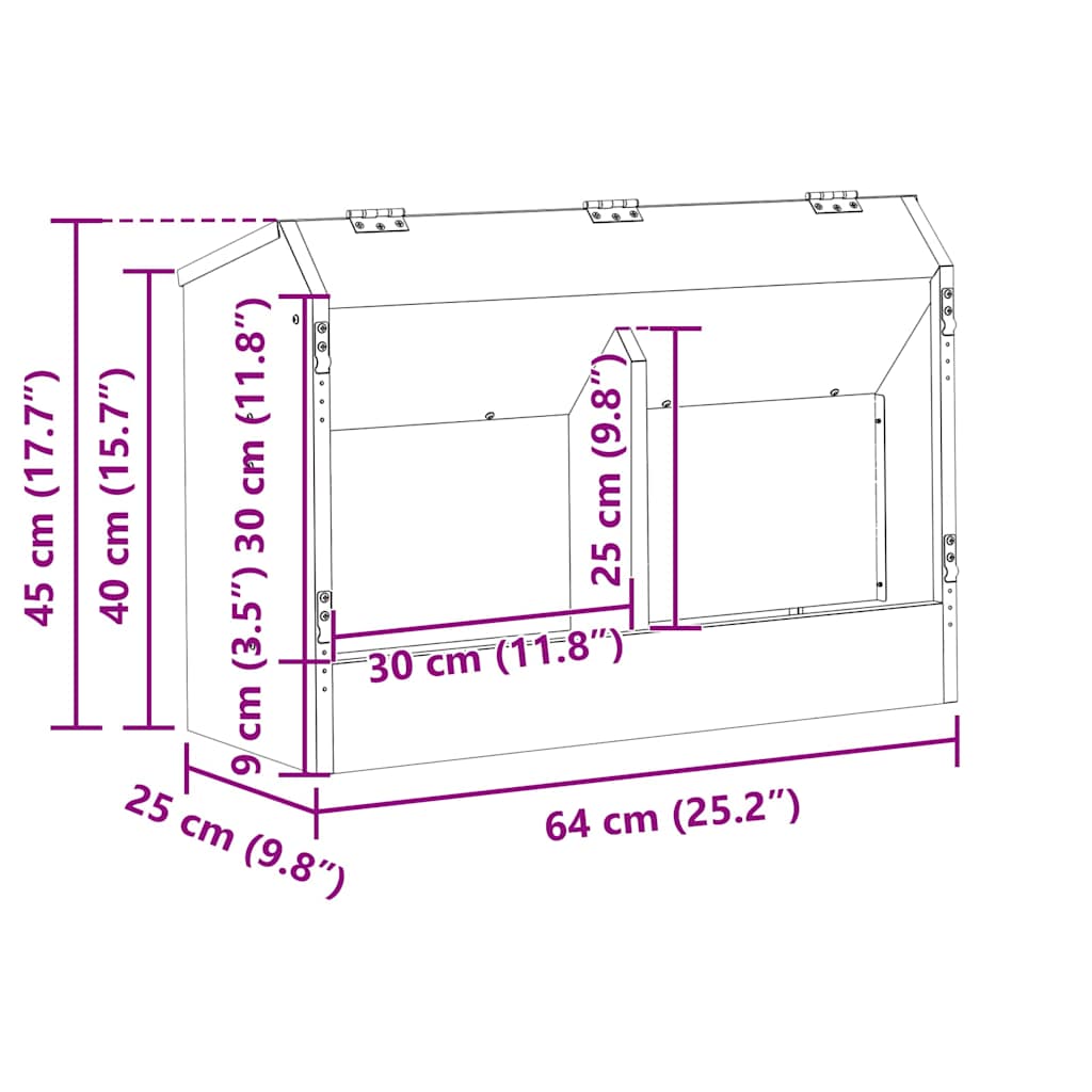 Konijnenvoer Zwart 64,5 x 25,5 x 45,5 cm Koudgewalst Staal image 12