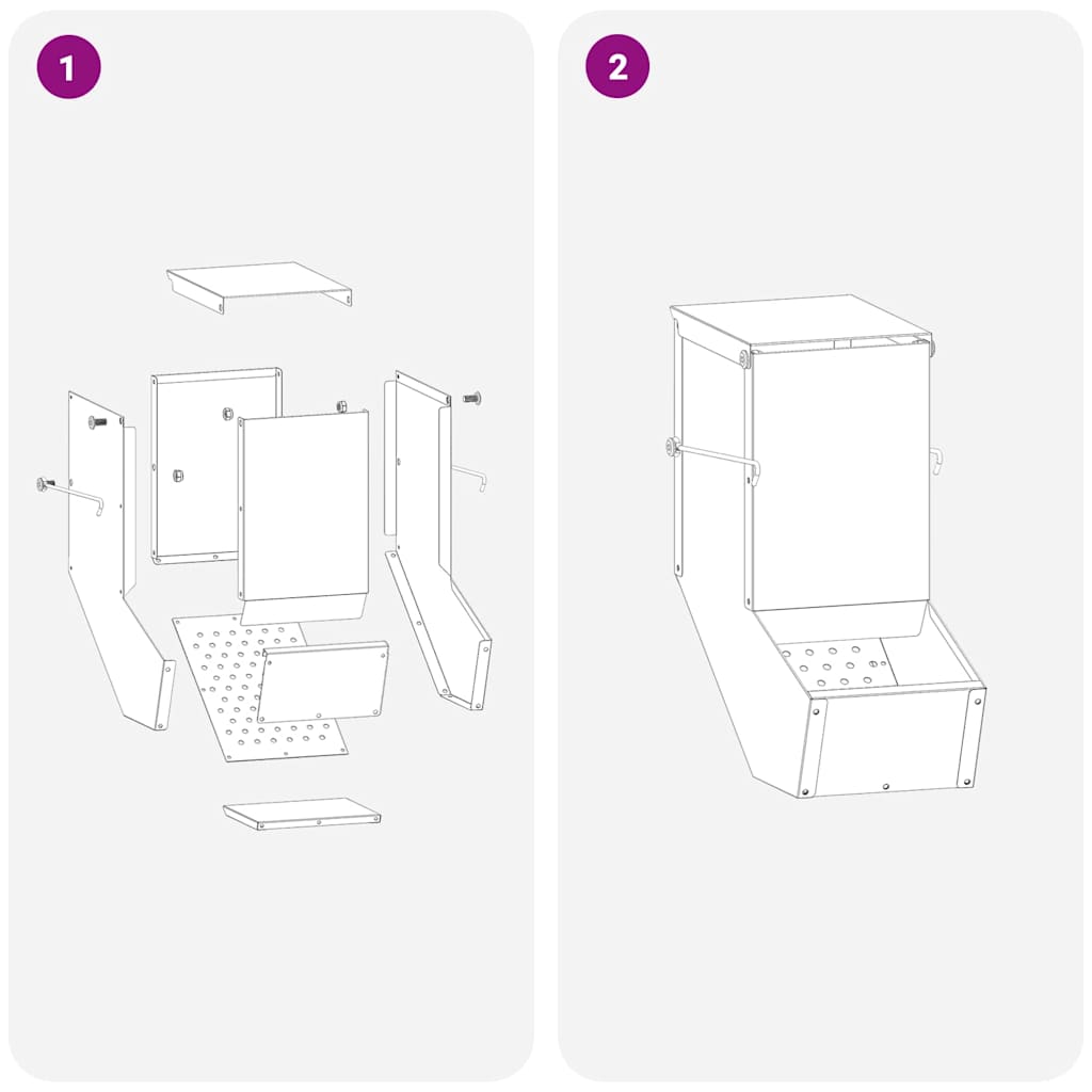 Konijnenvoer Zwart 12,5 x 26 x 28,5 cm Koudgewalst Staal image 12
