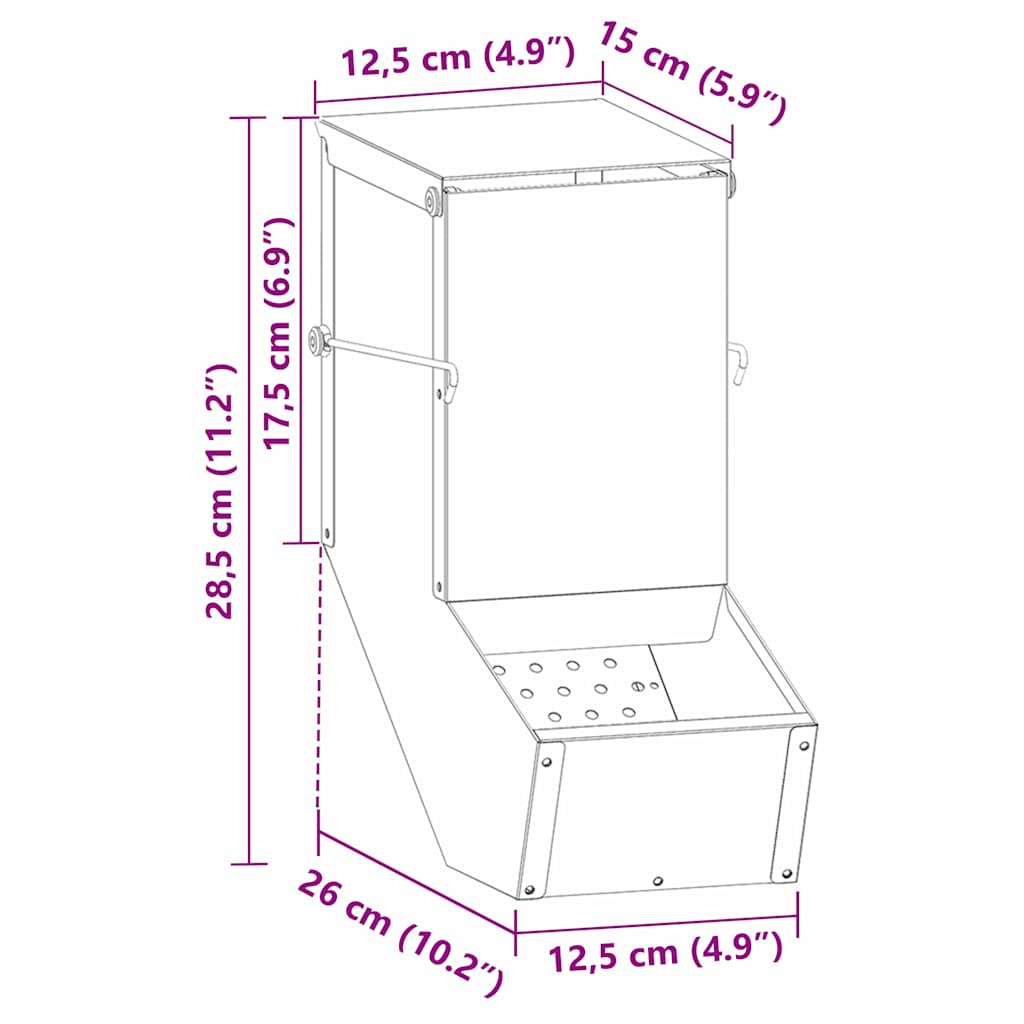 Konijnenvoer Zilver 12,5 x 26 x 28,5 cm Gegalvaniseerd staal image 12