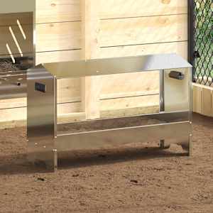 Krmilna posoda za kokoši srebrna 81 x 32 x 53,5 cm