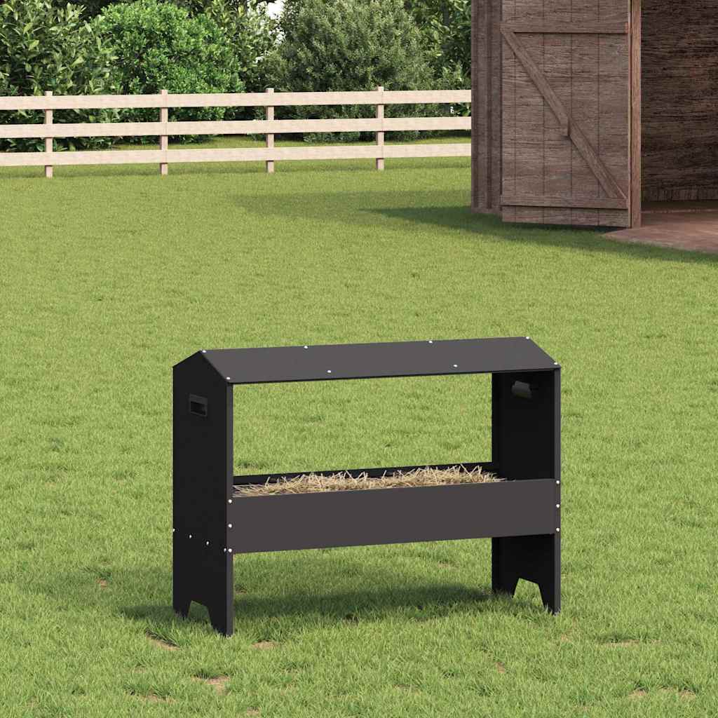 vidaXL Jgheab pentru hrănirea animalelor Negru 79 x 35 x 62 cm