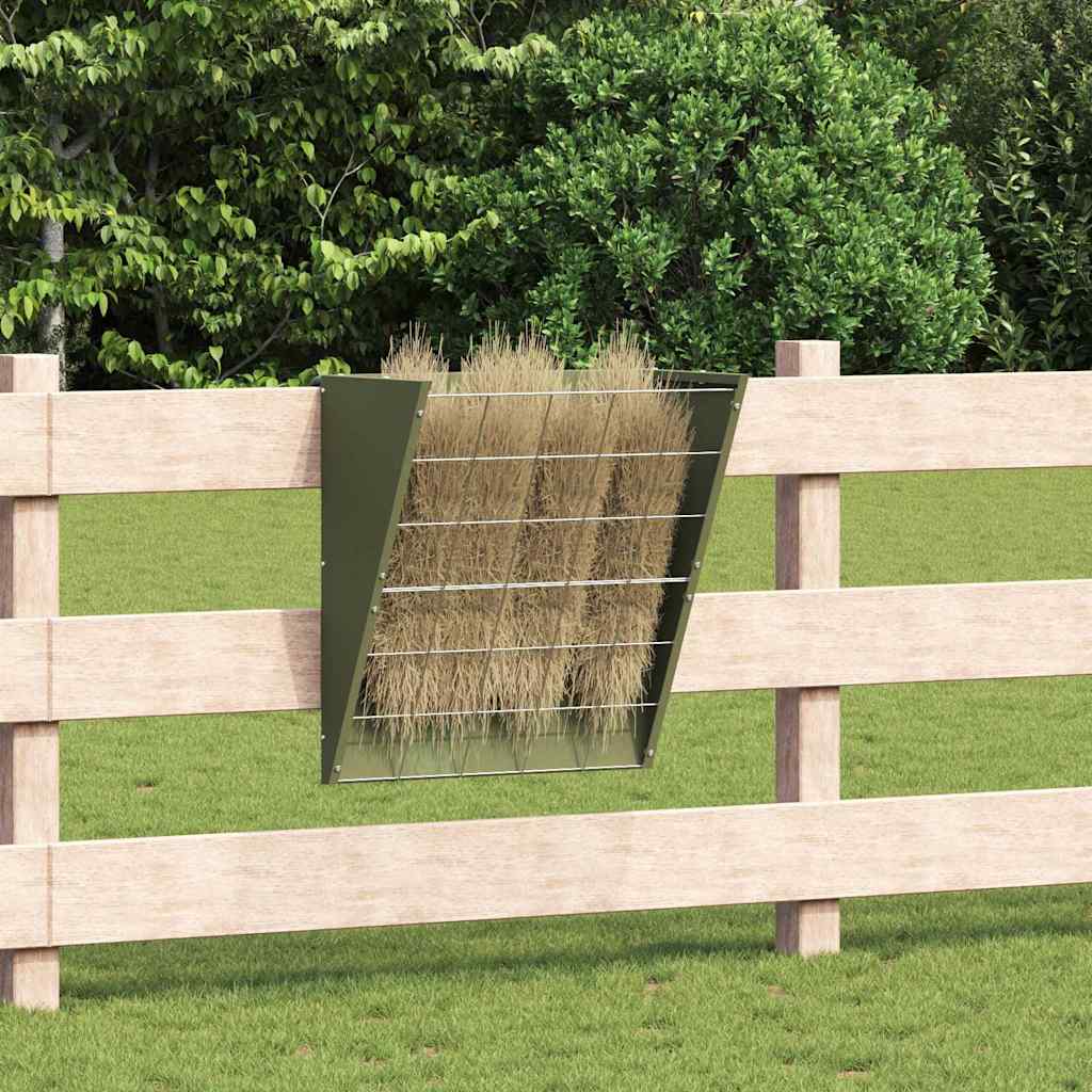 vidaXL Feeder pentru Fân Suspendat Verde măsliniu 61 x 33 x 66 cm