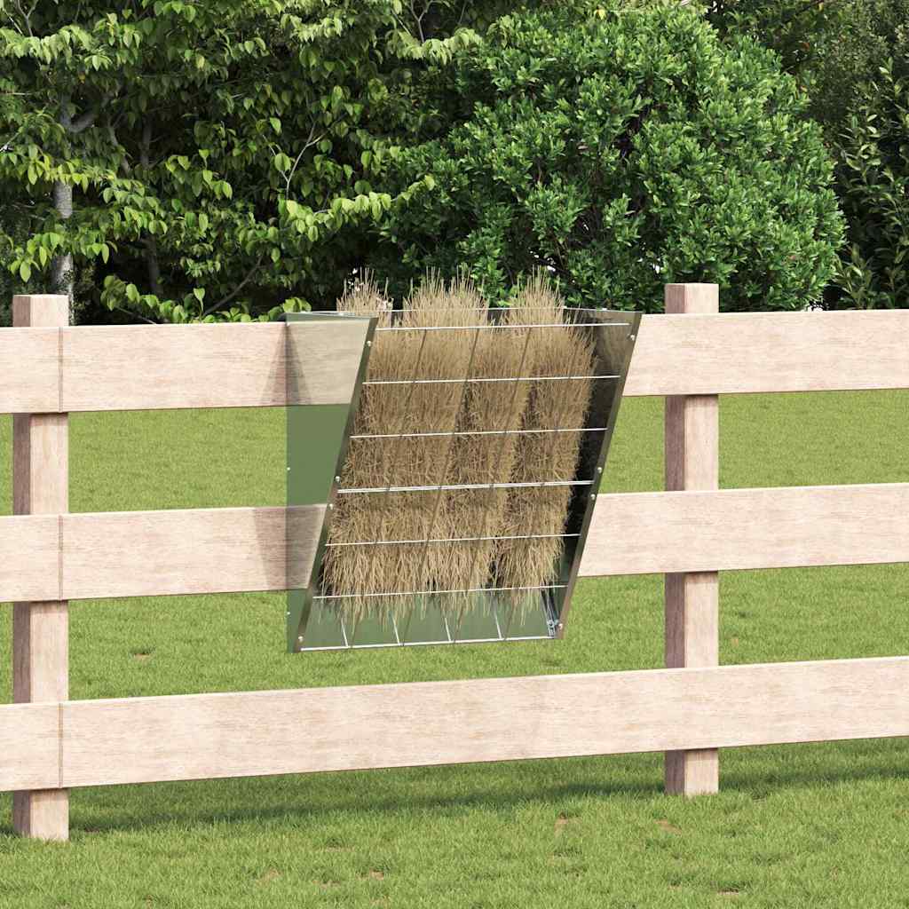 vidaXL Feeder pentru Fân Suspendat Argintiu 61 x 33 x 66 cm