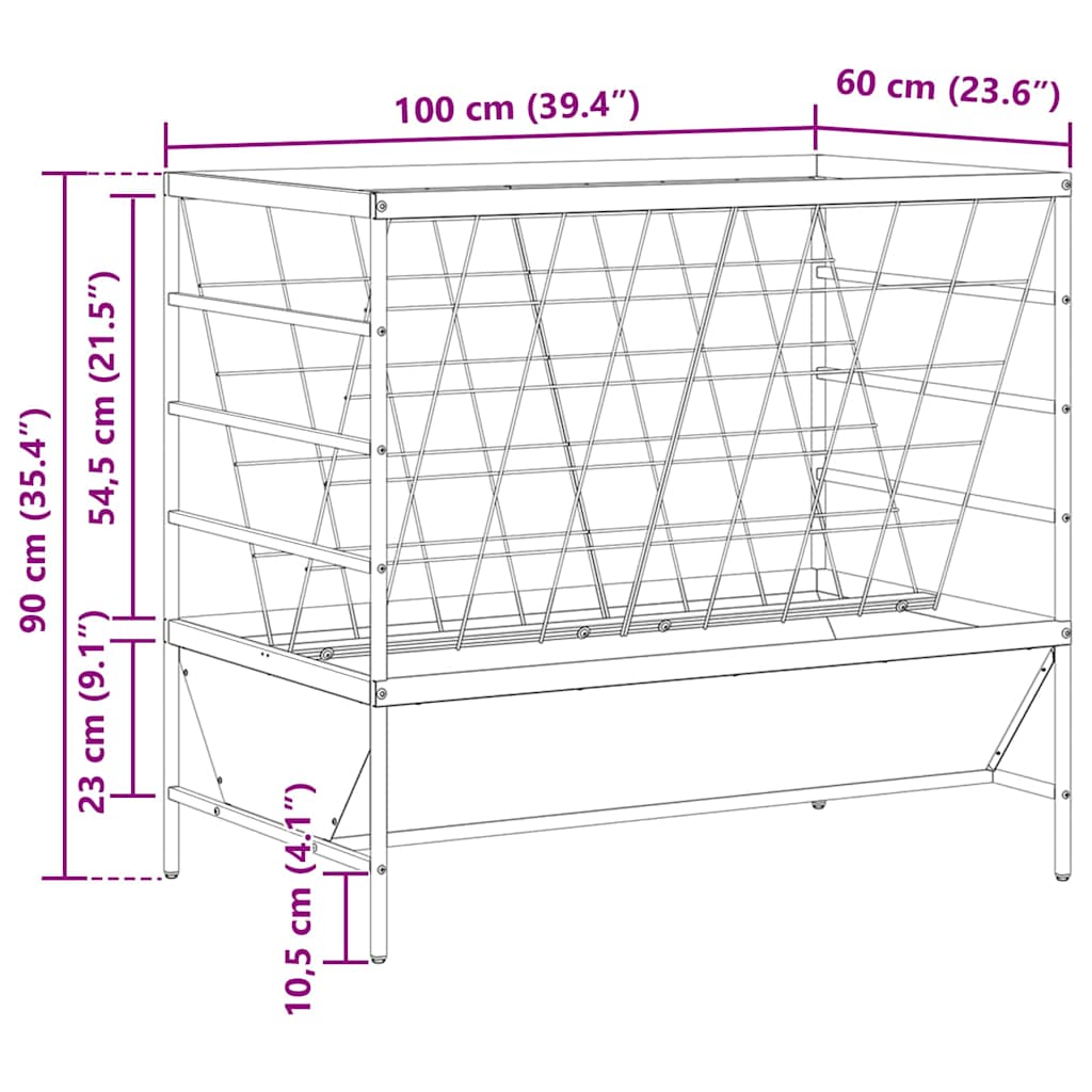Vee voeder Zilver 100 x 60 x 90 cm Gegalvaniseerd staal image 12