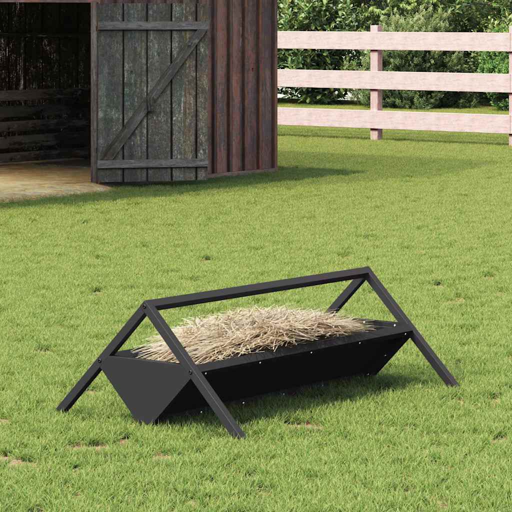 vidaXL Jgheab pentru hrănirea animalelor Negru 111 x 76 x 38 cm