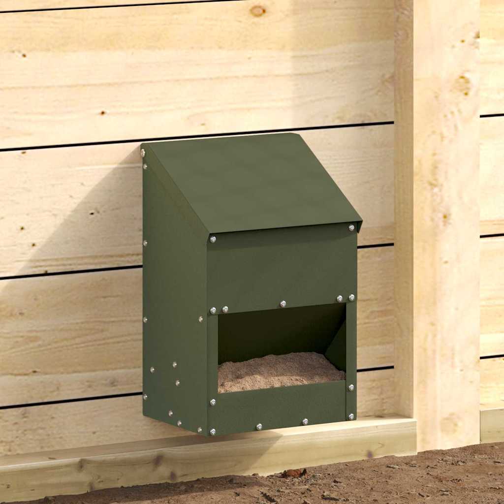 vidaXL Feeder pentru pui Verde măsliniu 21 x 16 x 33 cm