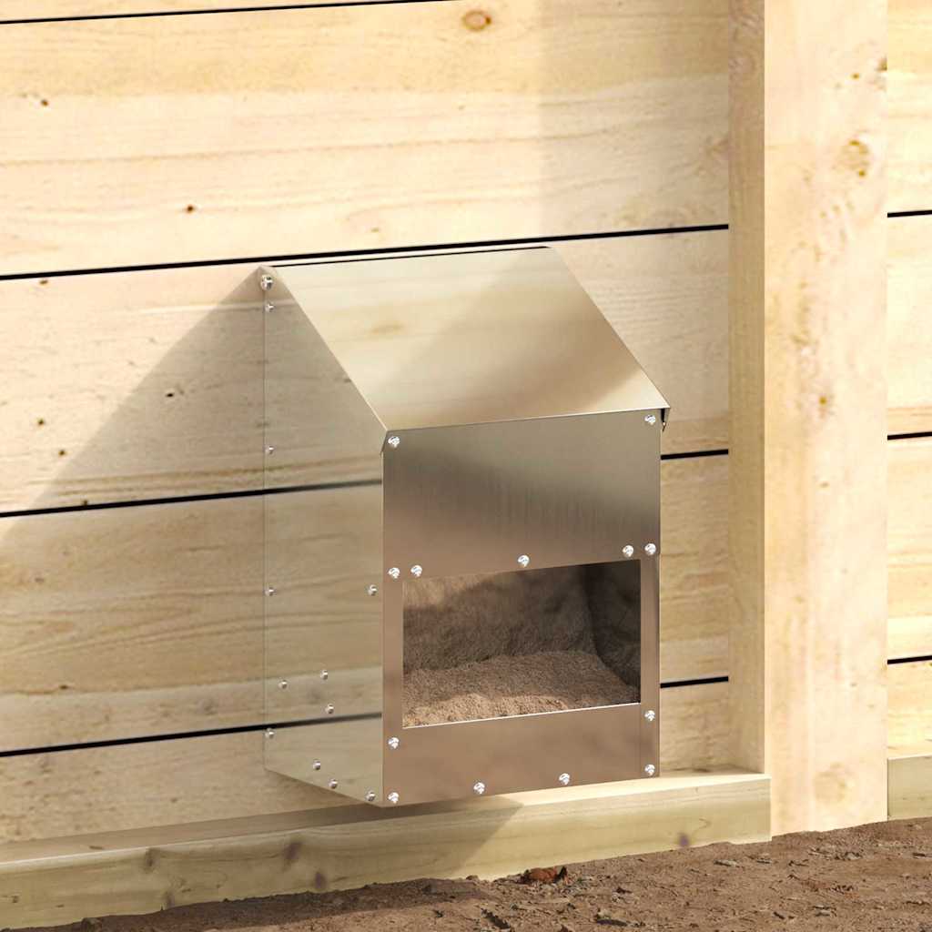 vidaXL Feeder pentru pui Argintiu 21 x 16 x 33 cm Oțel Galvanizat