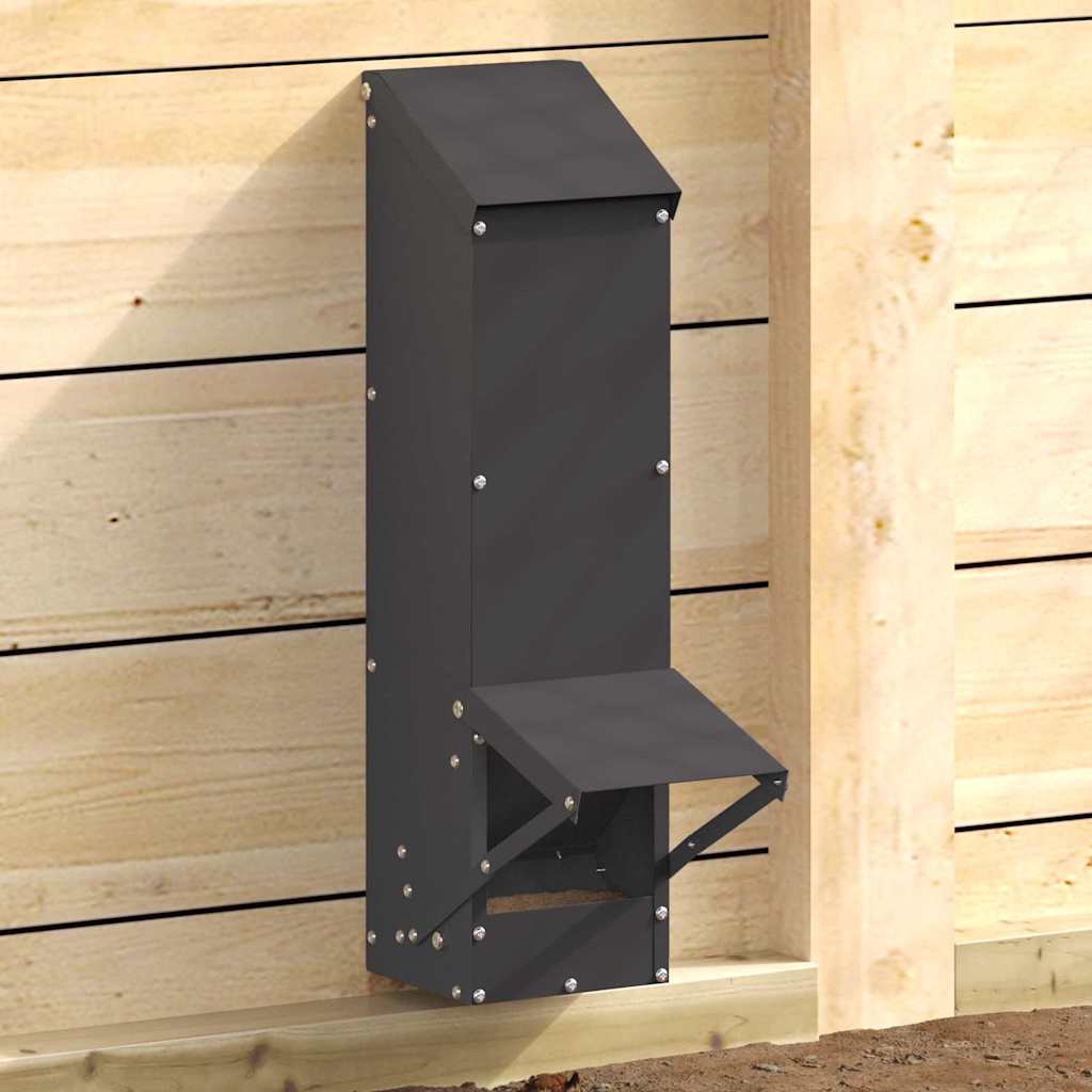 vidaXL Feeder pentru pui Negru 13 x 12 x 51 cm Oțel Laminat la Rece