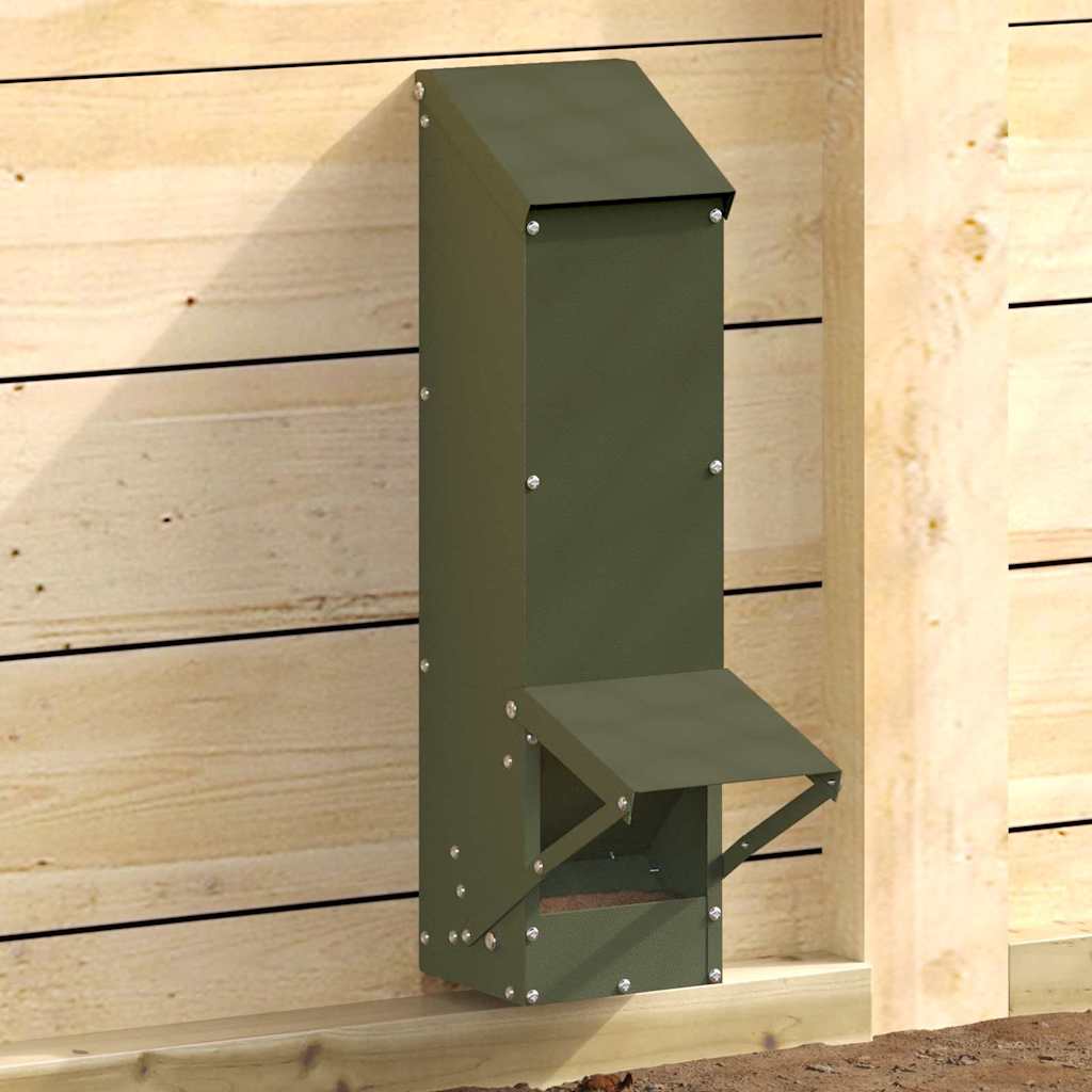 vidaXL Feeder pentru pui Verde măsliniu 13 x 12 x 51 cm