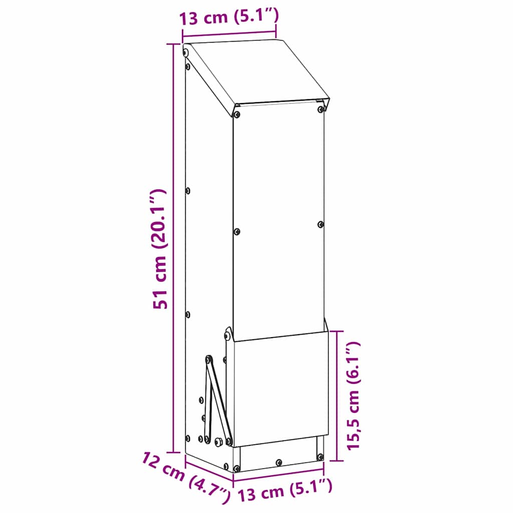 Kip voerbak Zilver 13 x 12 x 51 cm Gegalvaniseerd staal image 12