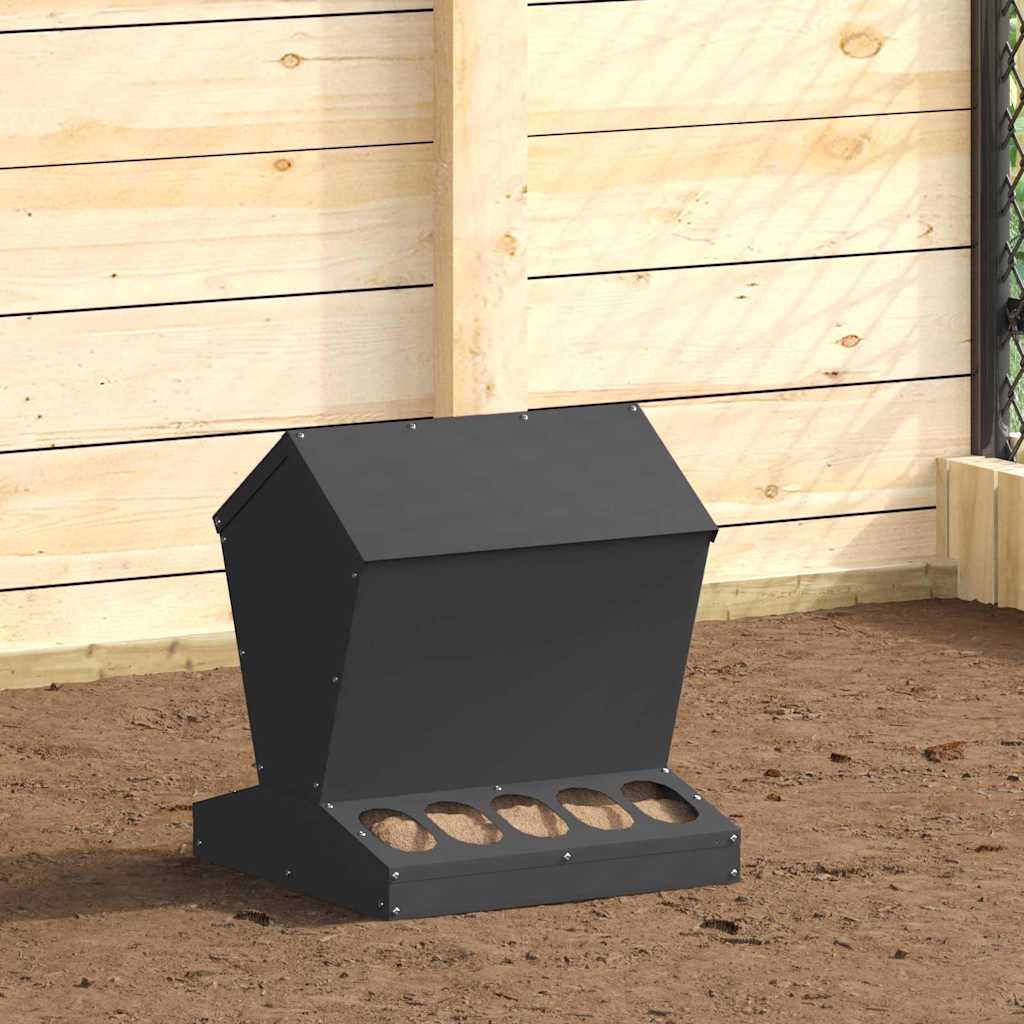 vidaXL Feeder pentru pui Negru 40 x 40 x 45 cm Oțel Laminat la Rece