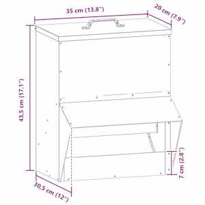 Krmítko pro slepice Stříbrná 20 x 25 x 35 cm Pozinkovaná ocel - obrázek 11