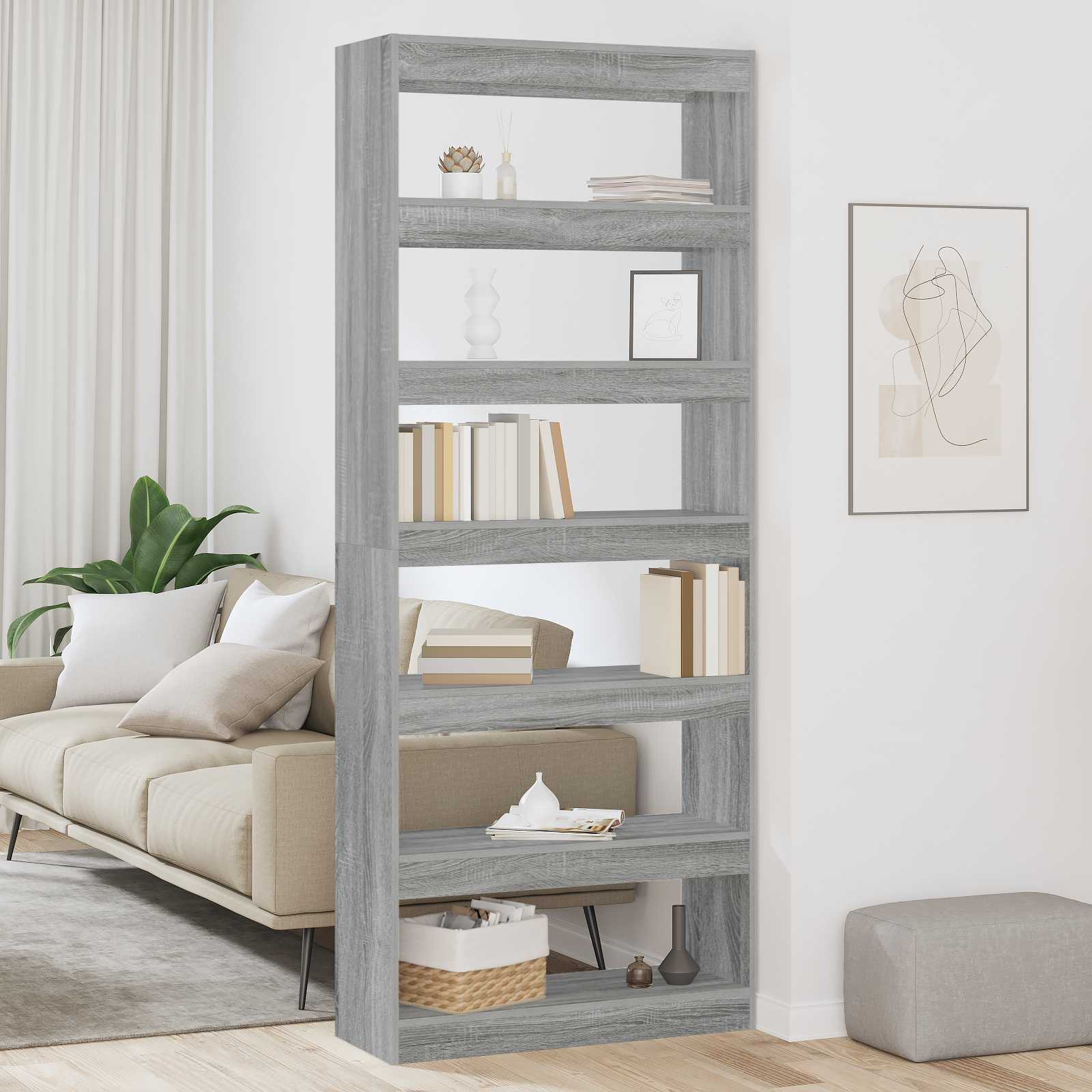 Boekenkast met plank Grijs Sonoma 80 x 30 x 198 cm Bewerkt hout