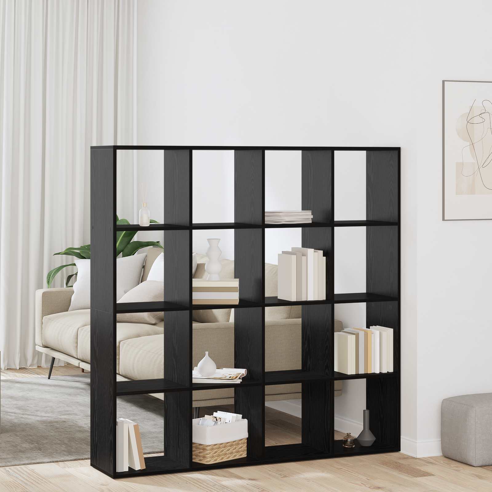 vidaXL Dulap pentru cărți Stejar Negru 137,5 x 29 x 137,5 cm