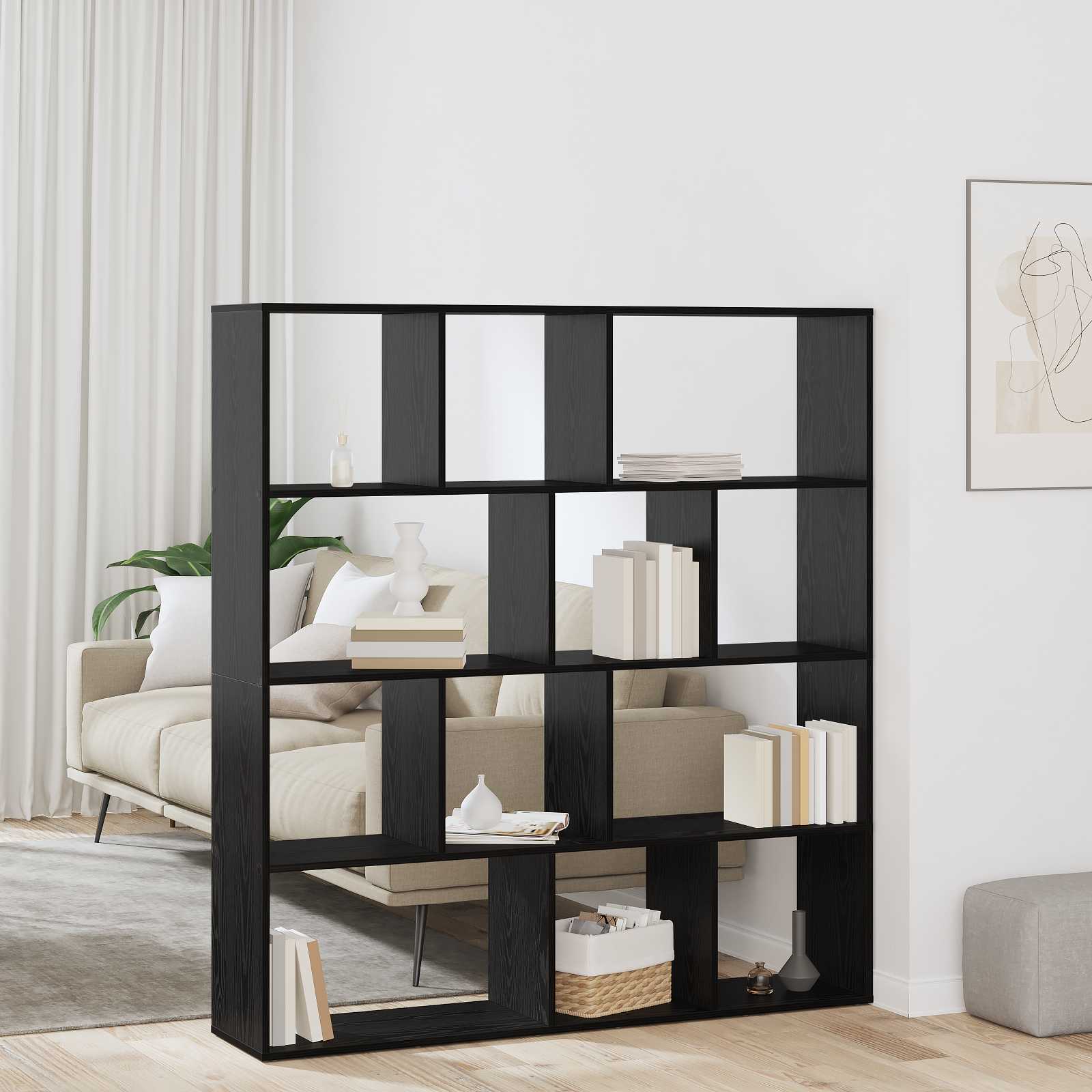 vidaXL Dulap pentru cărți Stejar Negru 132 x 29 x 141,5 cm