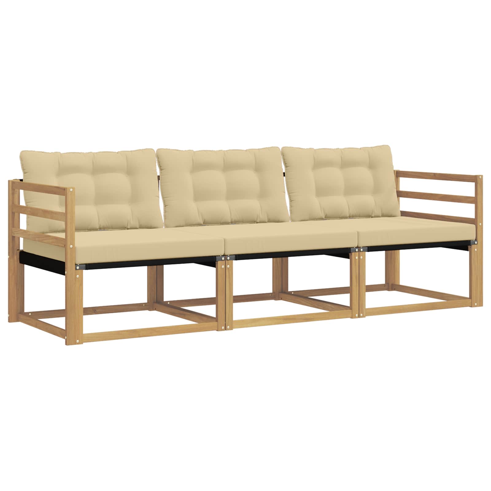 vidaXL Buiten bankenset 3 st Wit en Beige, foto 3