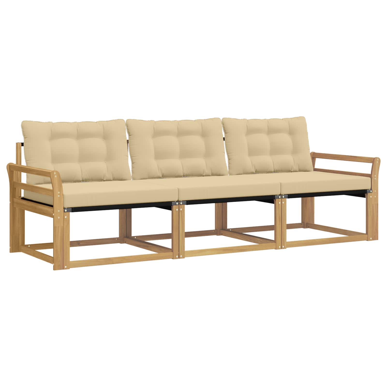 VidaXL Buiten Bank Set Met Kussen 3 Pcs Wit En Beige