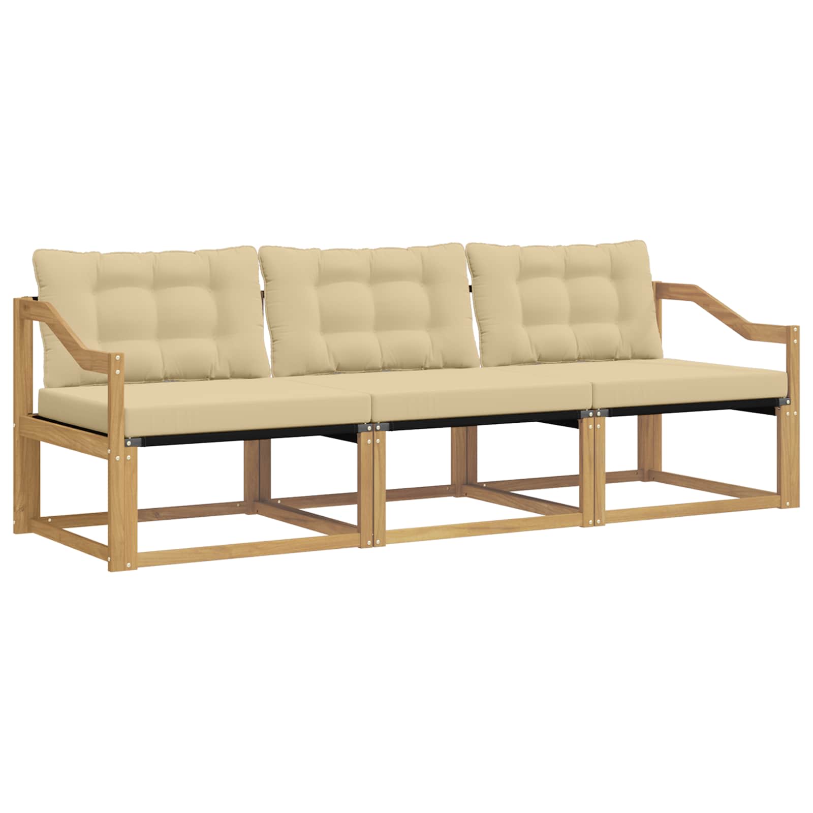vidaXL Buiten bankenset 3 st Wit en Beige, foto 3