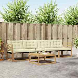 Zunanja garnitura za sedenje 5 pcs Bela in krem 79 x 79 x 37 cm