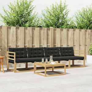 Zunanja garnitura za sedenje 5 pcs Bela in črna 79 x 79 x 37 cm