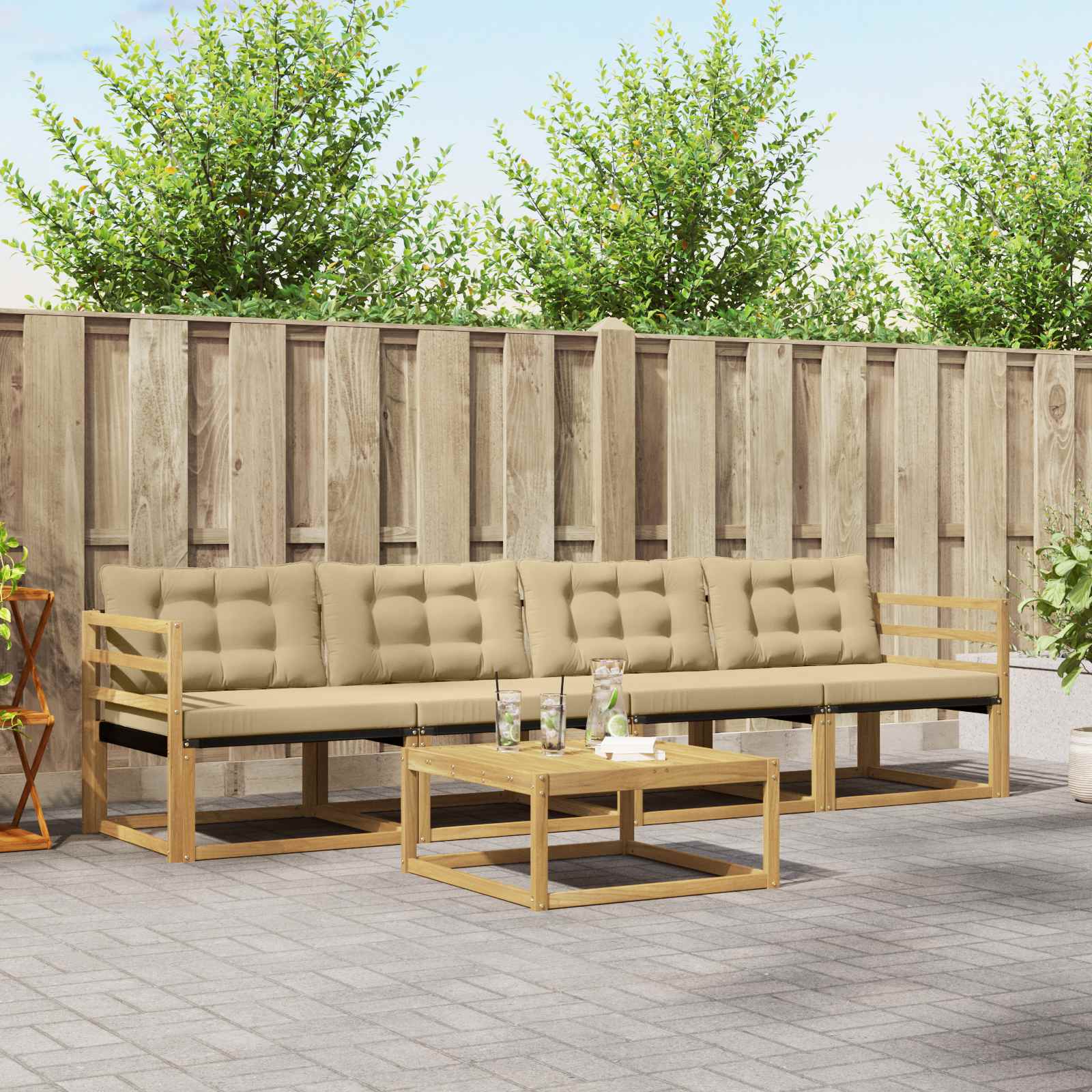 vidaXL Set de canapele de exterior 5 pcs Alb și Bej 79 x 79 x 37 cm