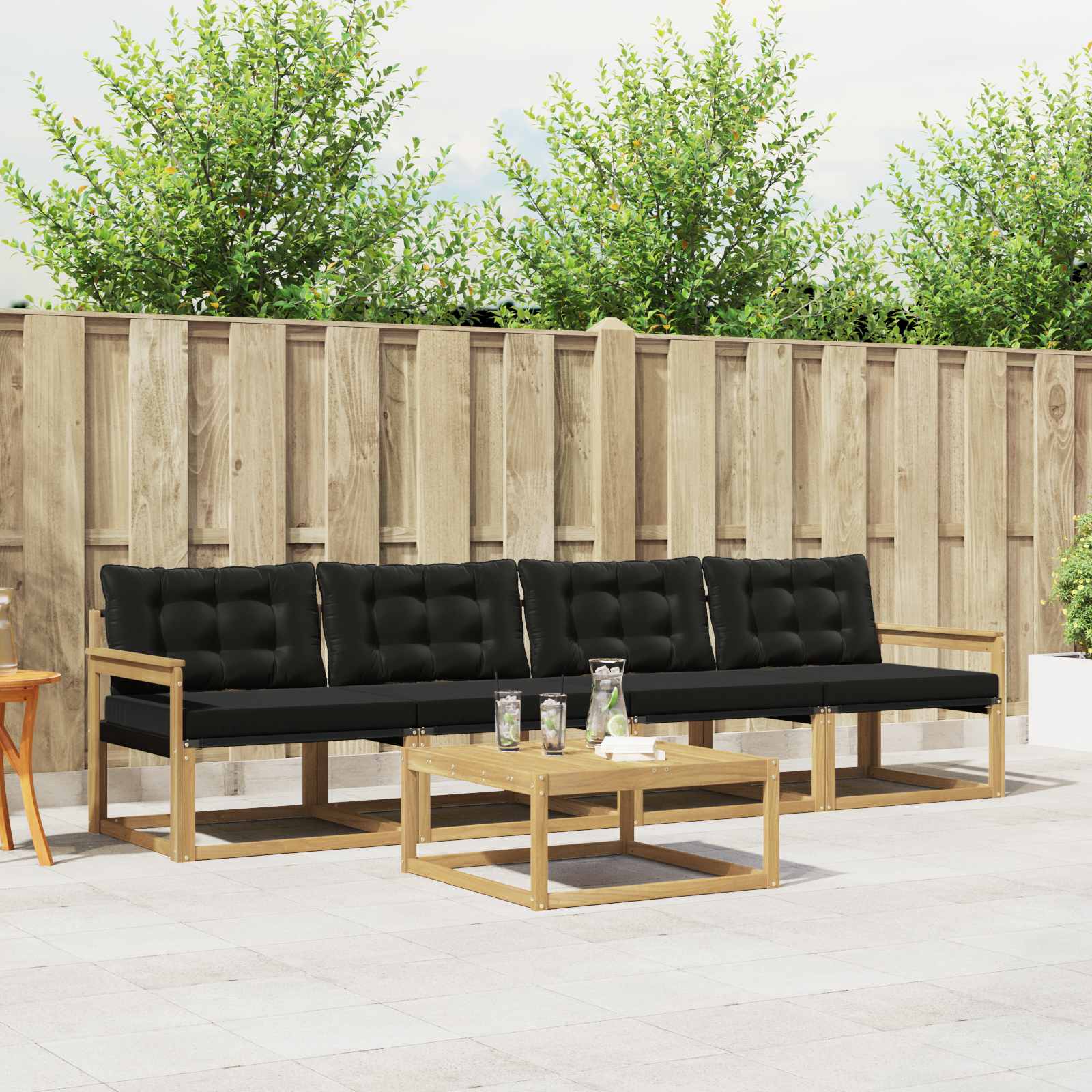 vidaXL Set de canapele de exterior 5 pcs Alb și negru 79 x 79 x 37 cm