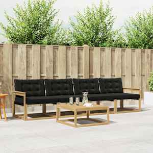 Zunanja garnitura za sedenje 5 pcs Bela in črna 79 x 79 x 37 cm