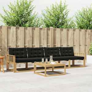 Zunanja garnitura za sedenje 5 pcs Bela in črna 79 x 79 x 37 cm