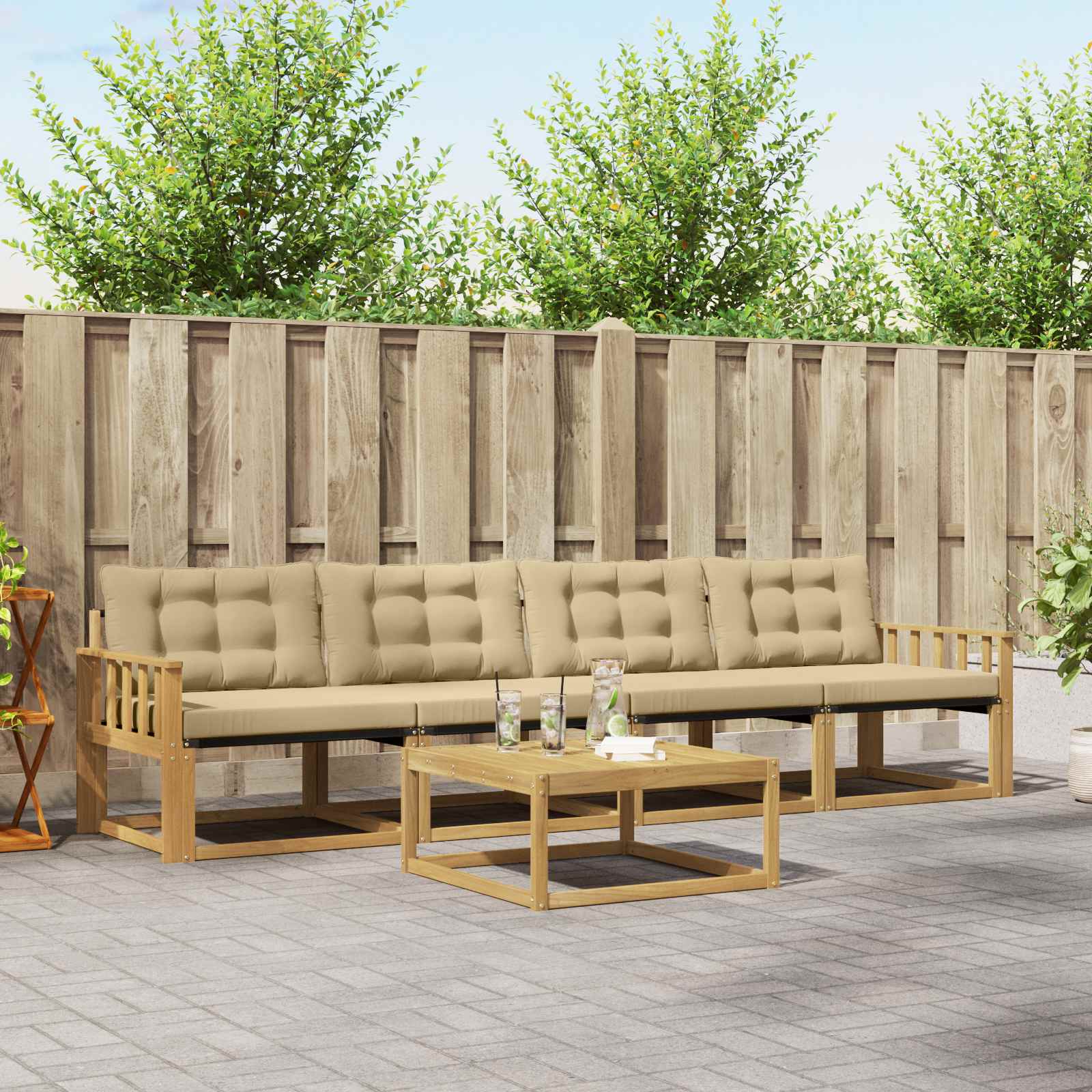 vidaXL Set de canapele de exterior 5 pcs Alb și Bej 79 x 79 x 37 cm