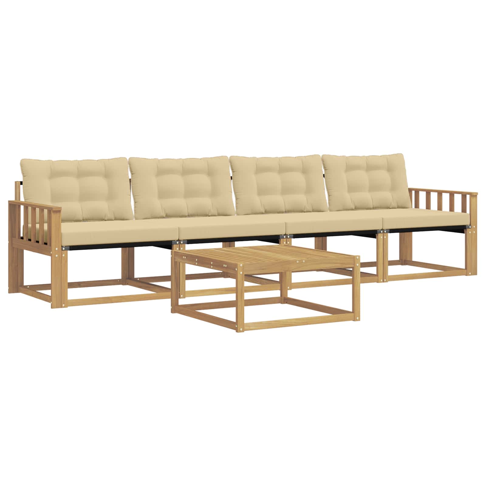 vidaXL Buiten bankenset 5 st 4-zits Wit en Beige, foto 3