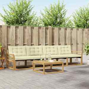 Zunanja garnitura za sedenje 5 pcs Bela in krem 79 x 79 x 37 cm